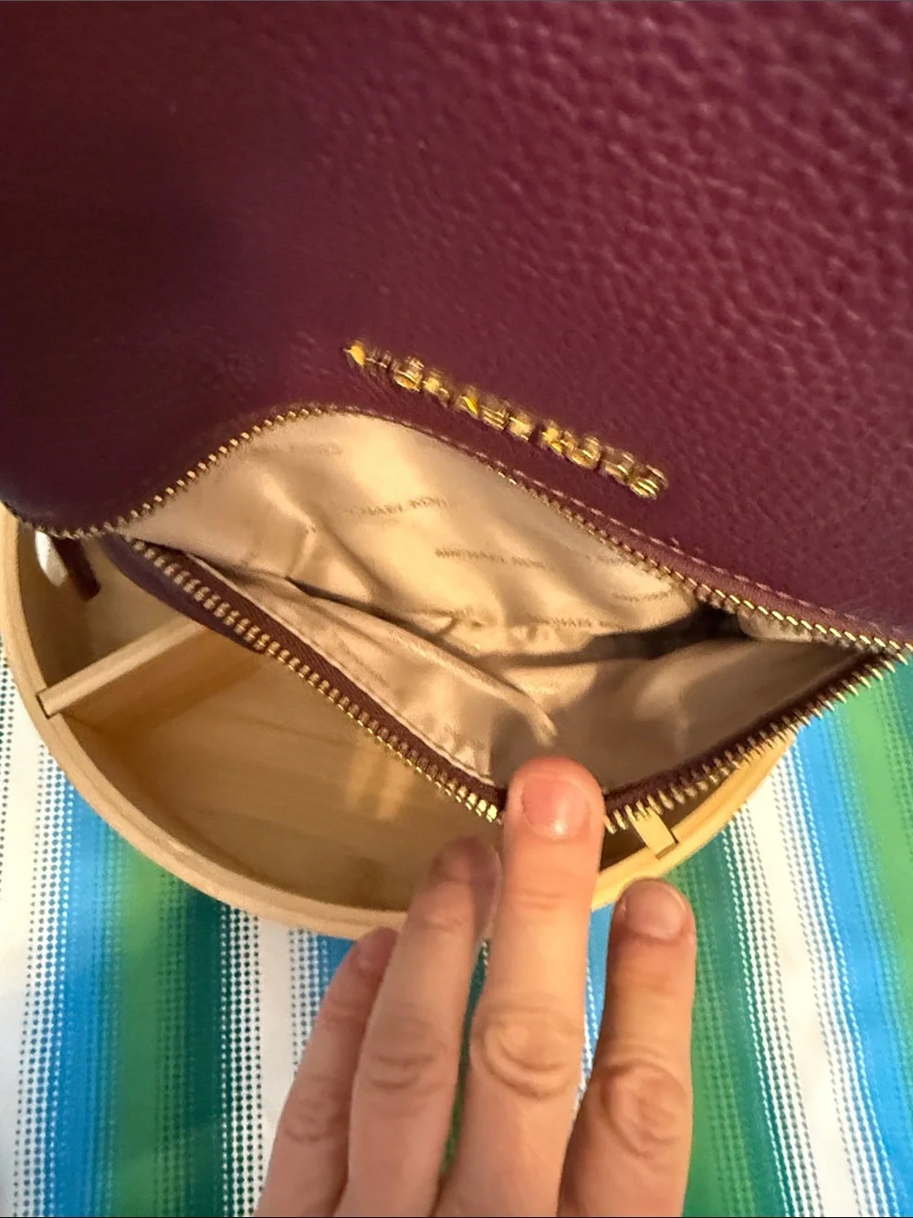 Michael Kors Wine Pebbled Leather Mini Backpack with Gold Hardware